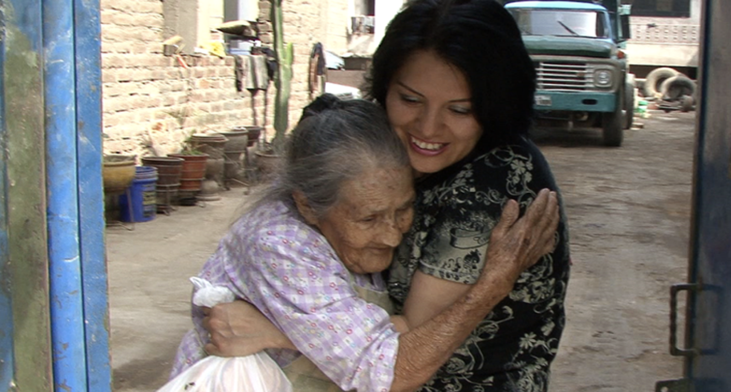 Mabel hugs her grandma